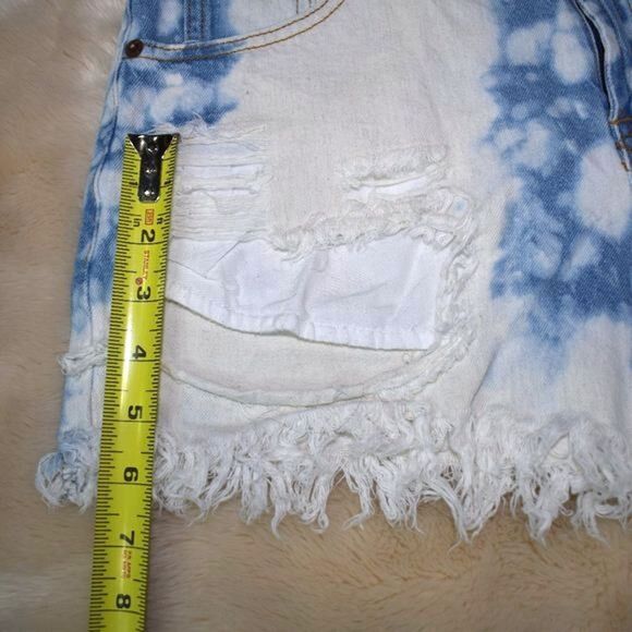 Womens Shorts Size 28 Cutoff Jean Distressed Bleached Highrise High Waist Denim - Picture 12 of 13